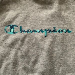 Girls Champion hooded grey tie dye blue